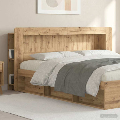 Čelo Postele Se Skříňkou Dub Artisan 180 Cm Dřevěný Materiál