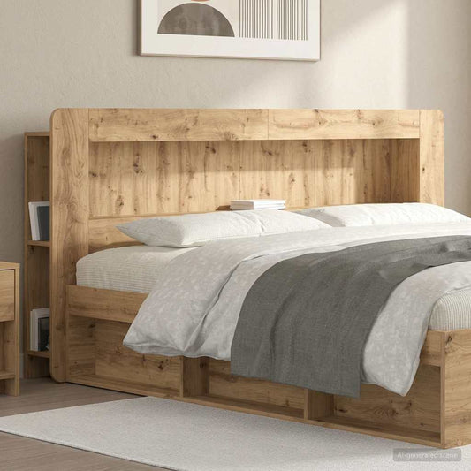 Čelo Postele Se Skříňkou Dub Artisan 200 Cm Dřevěný Materiál