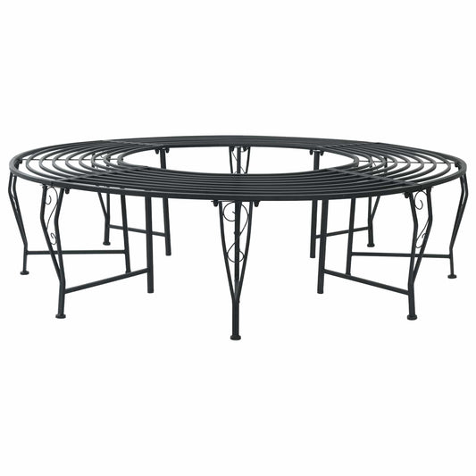 Stromová Lavička 8-Počet Míst Ø 160 X 44 Cm Ocel Černá Kulatý