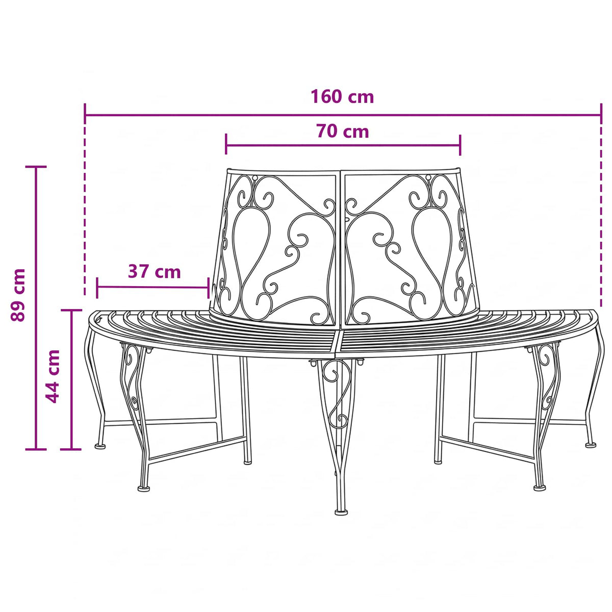 Stromová Lavička 4-Počet Míst 160 X 80 X 89 Cm Ocel