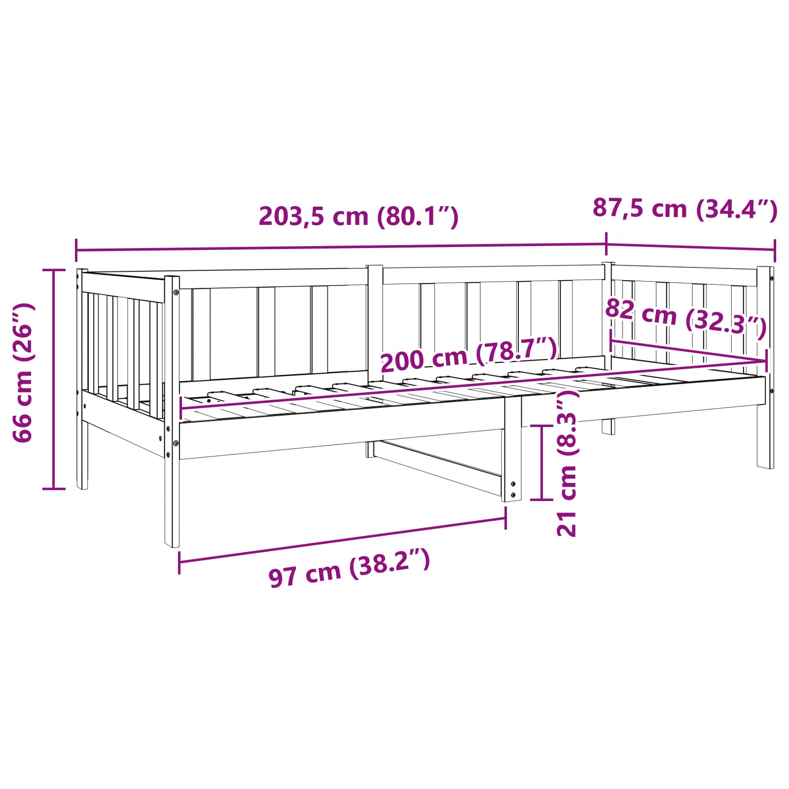 Rám Postele Voskově Hnědá 80 X 200 Cm Masivní Borové Dřevo