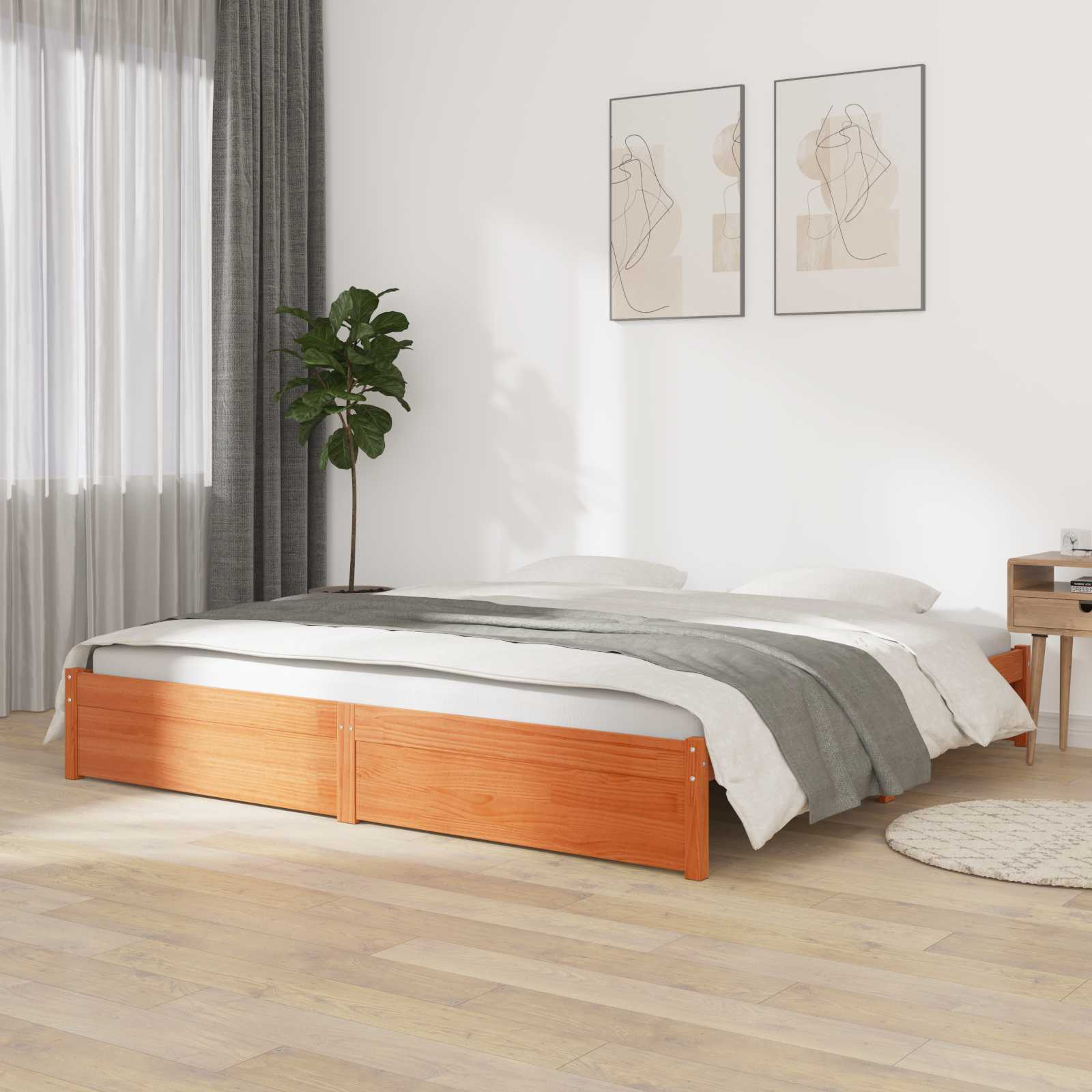 Rám Postele Voskově Hnědá 140 X 200 Cm Masivní Borovicové Dřevo