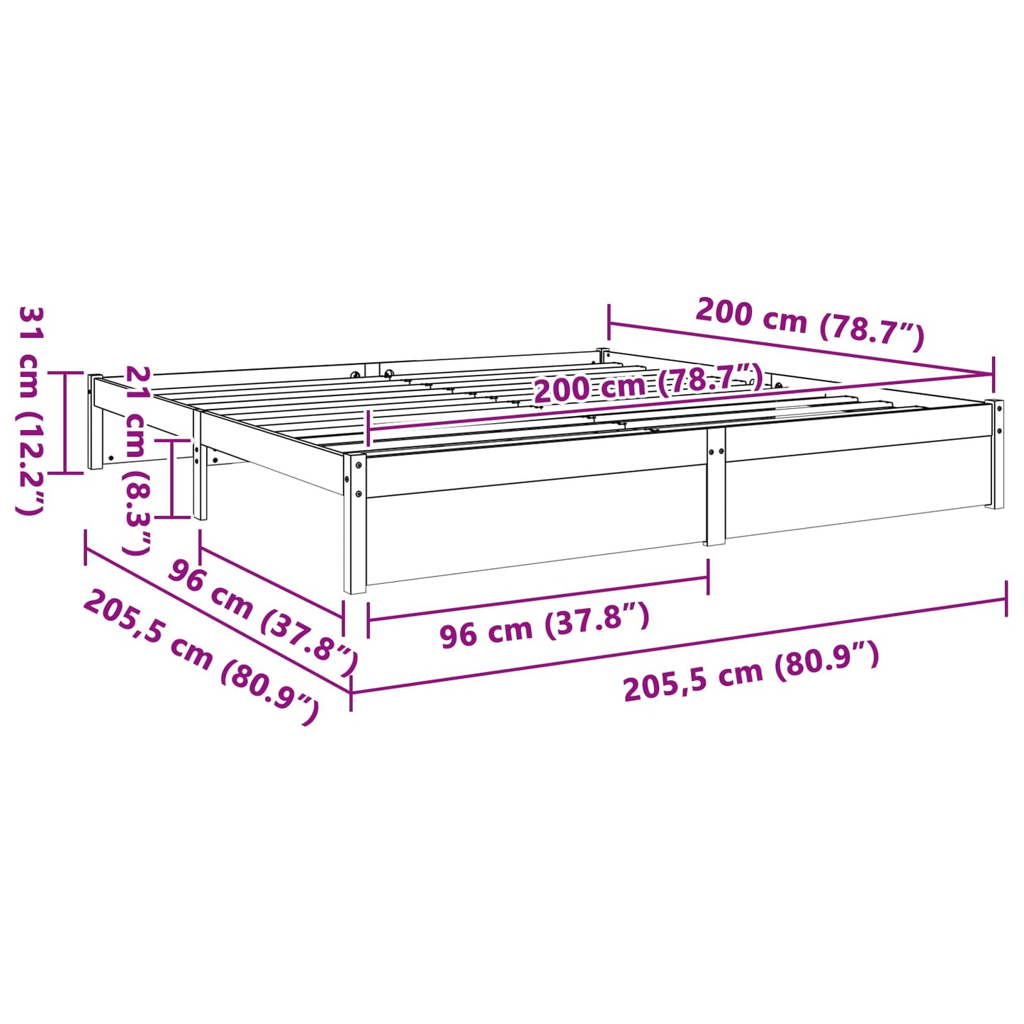 Rám Postele Voskově Hnědá 200 X 200 Cm Masivní Borovicové Dřevo