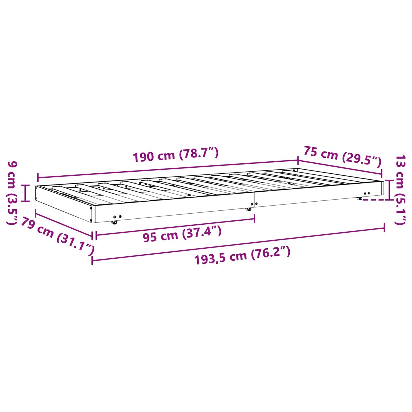 Rám Postele Voskově Hnědá 70 X 190 Cm Masivní Borové Dřevo
