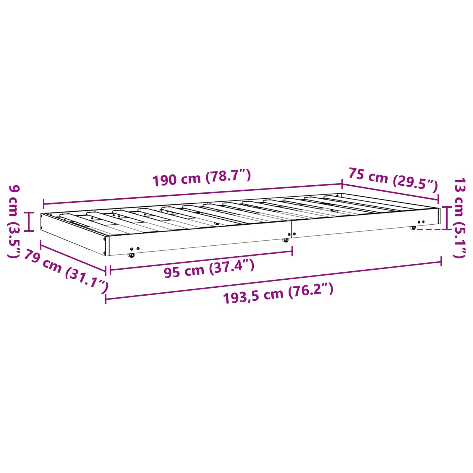 Rám Postele Voskově Hnědá 70 X 190 Cm Masivní Borové Dřevo