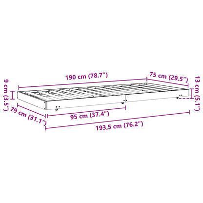 Rám Postele Voskově Hnědá 70 X 190 Cm Masivní Borové Dřevo