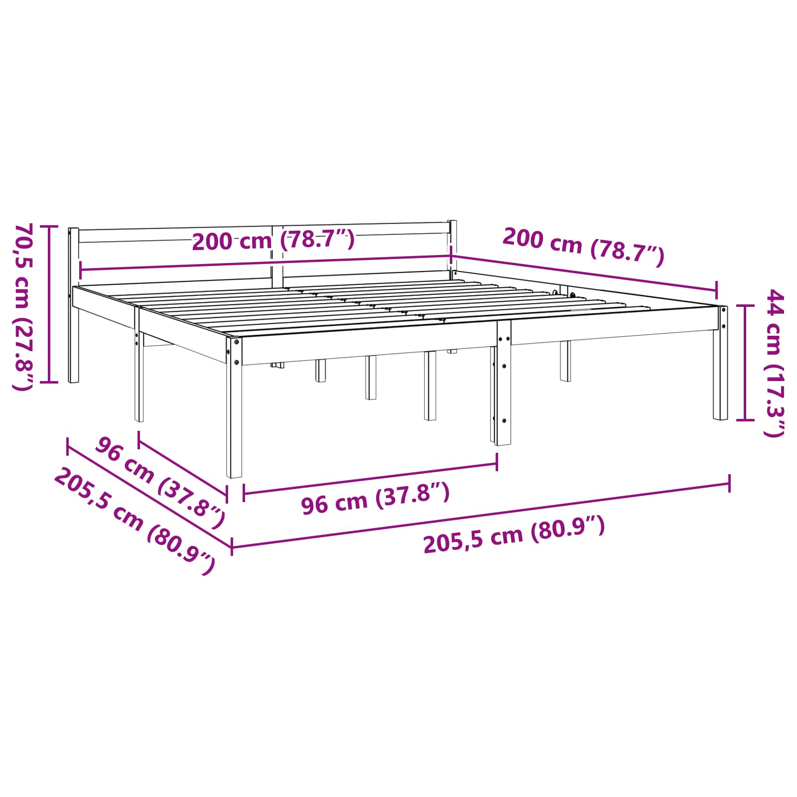 Rám Postele Voskově Hnědá 200 X 200 Cm Masivní Borové Dřevo