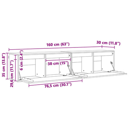 Nástěnná Skříňka S Policí 2 Pcs Voskově Hnědá 80 X 30 X 35 Cm