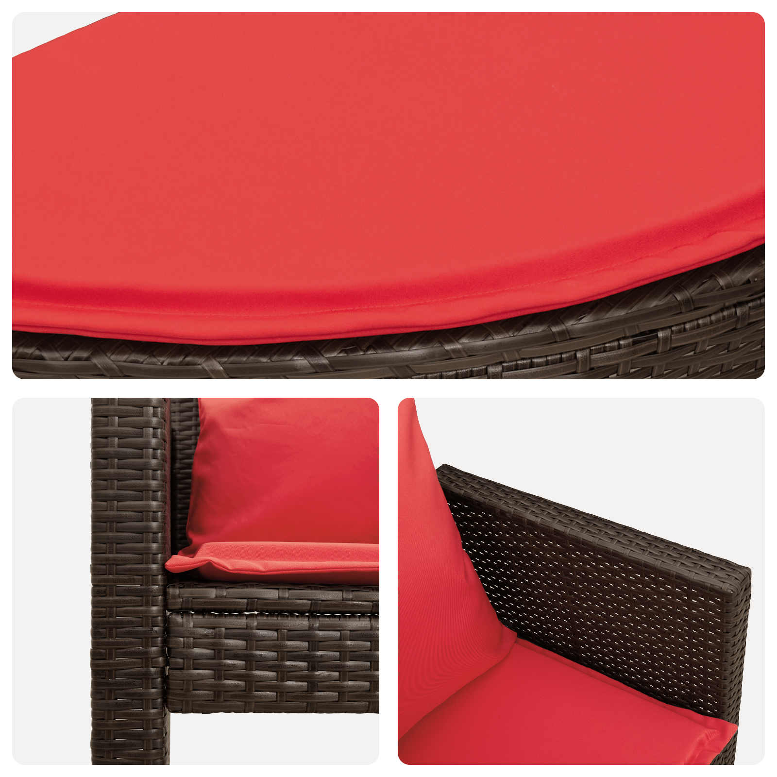 Zahradní Sofa Hnědá A Červená 168 X 168 X 180 Cm Polyratan