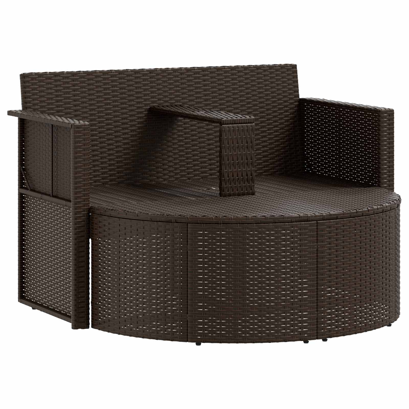 Zahradní Sofa Hnědá A Červená 168 X 168 X 180 Cm Polyratan