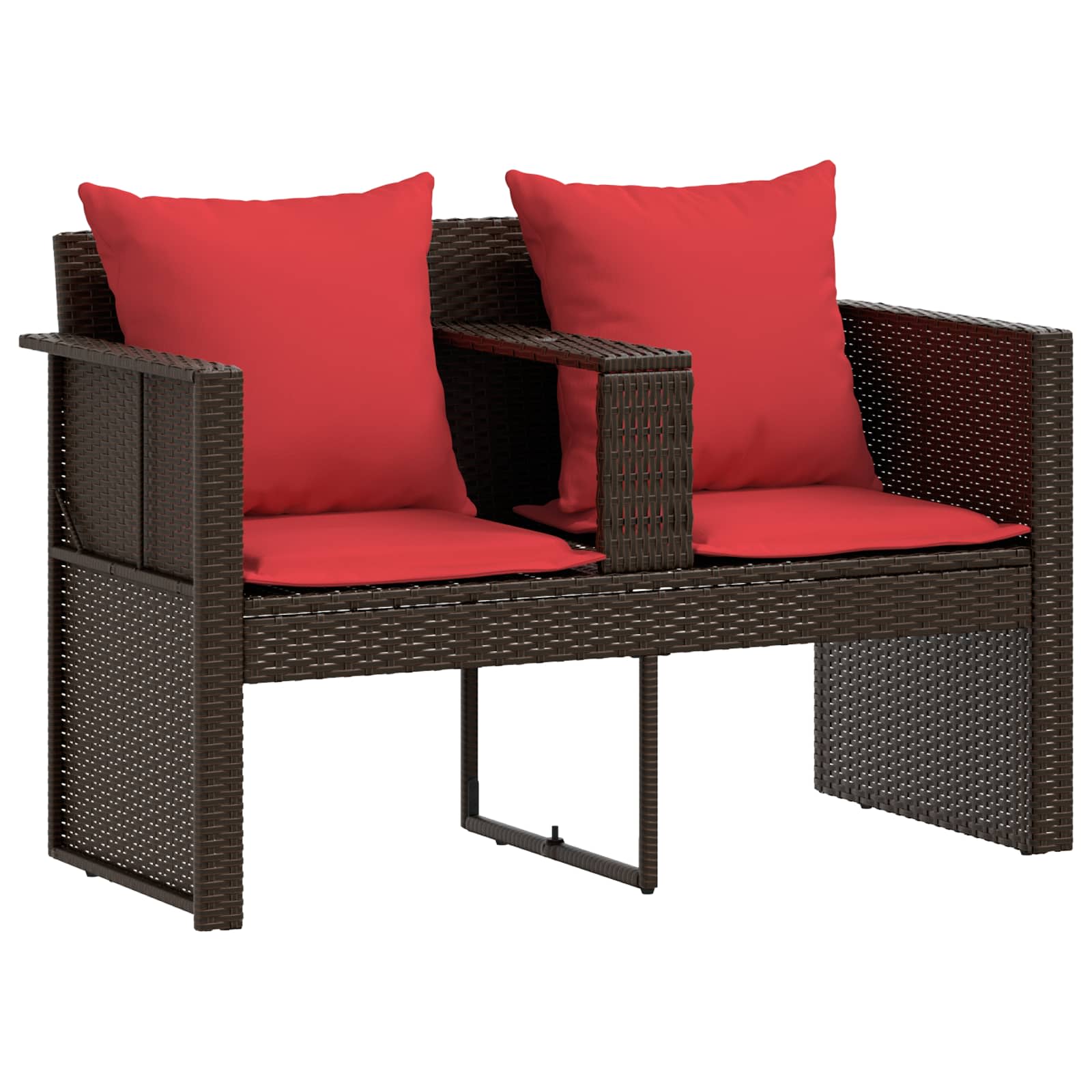 Zahradní Sofa Hnědá A Červená 168 X 168 X 180 Cm Polyratan