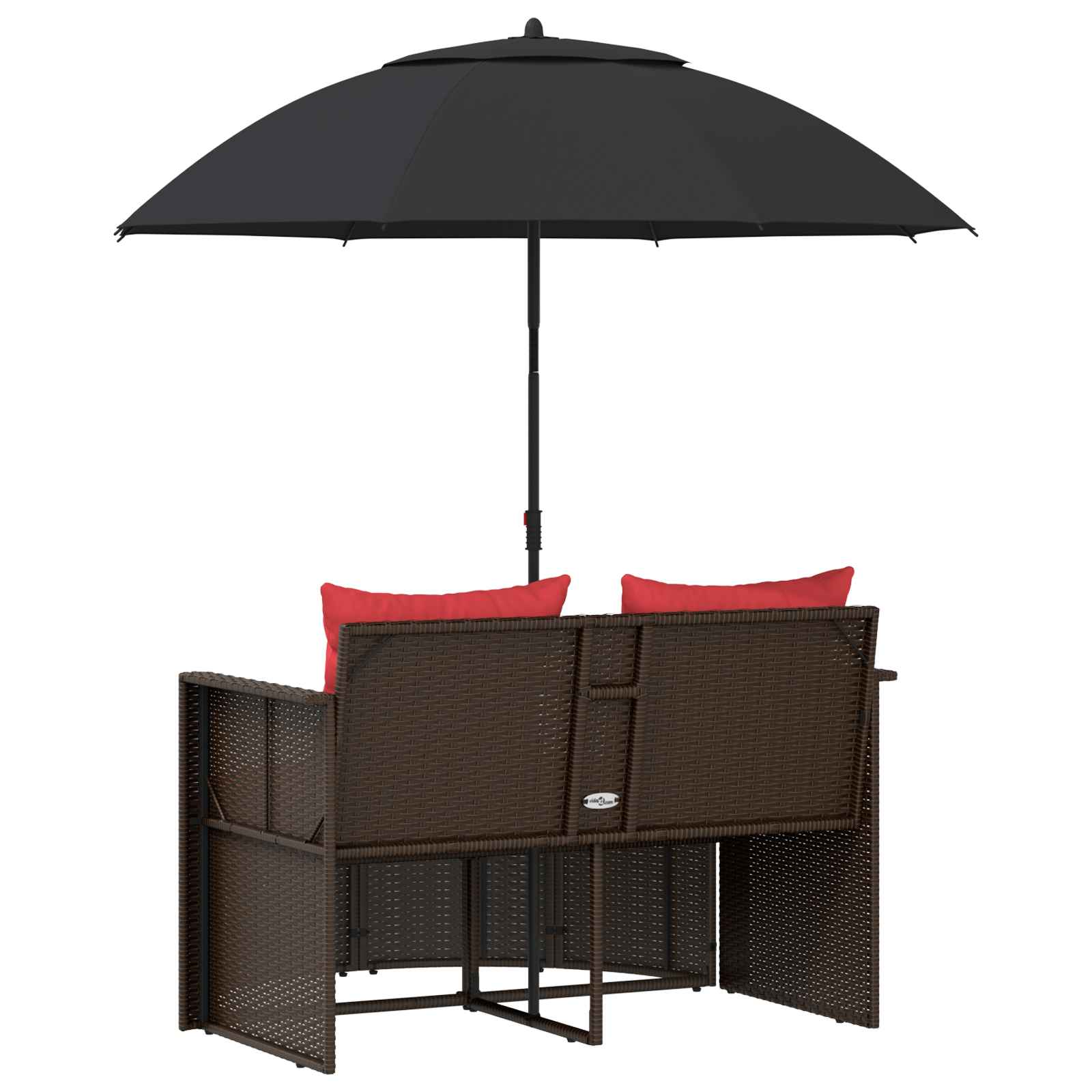 Zahradní Sofa Hnědá A Červená 168 X 168 X 180 Cm Polyratan