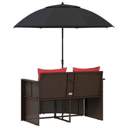 Zahradní Sofa Hnědá A Červená 168 X 168 X 180 Cm Polyratan