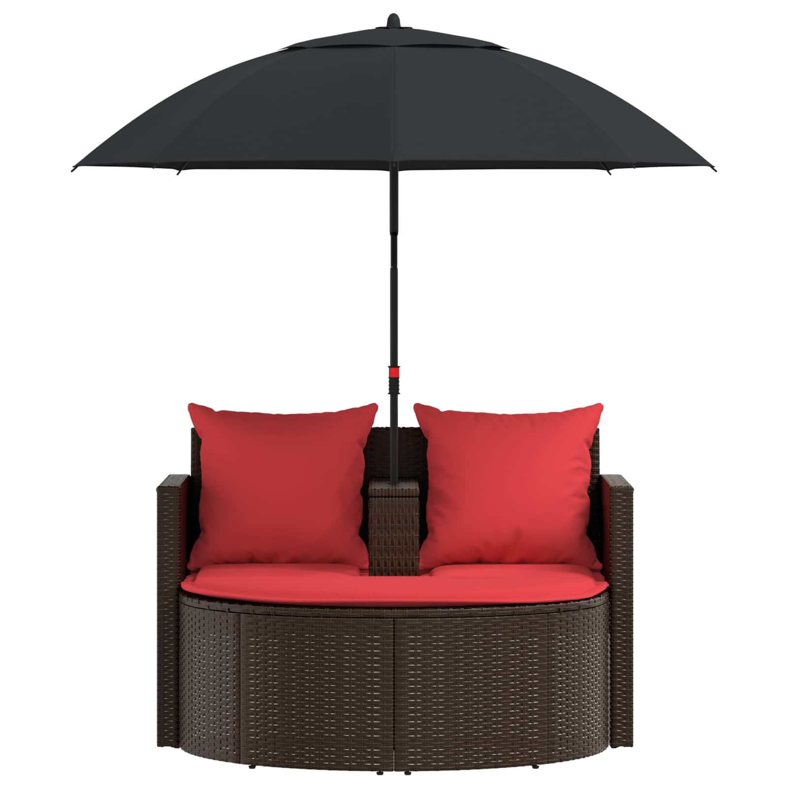 Zahradní Sofa Hnědá A Červená 168 X 168 X 180 Cm Polyratan