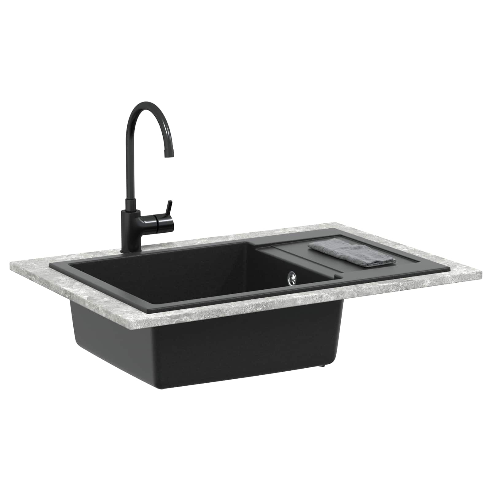 Dřez Černá 780 X 500 Mm 80% Křemenné A 20% Pryskyřice