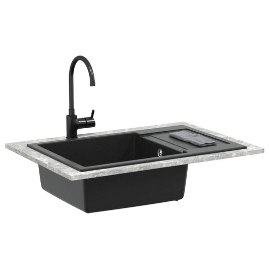 Dřez Černá 780 X 500 Mm 80% Křemenné A 20% Pryskyřice