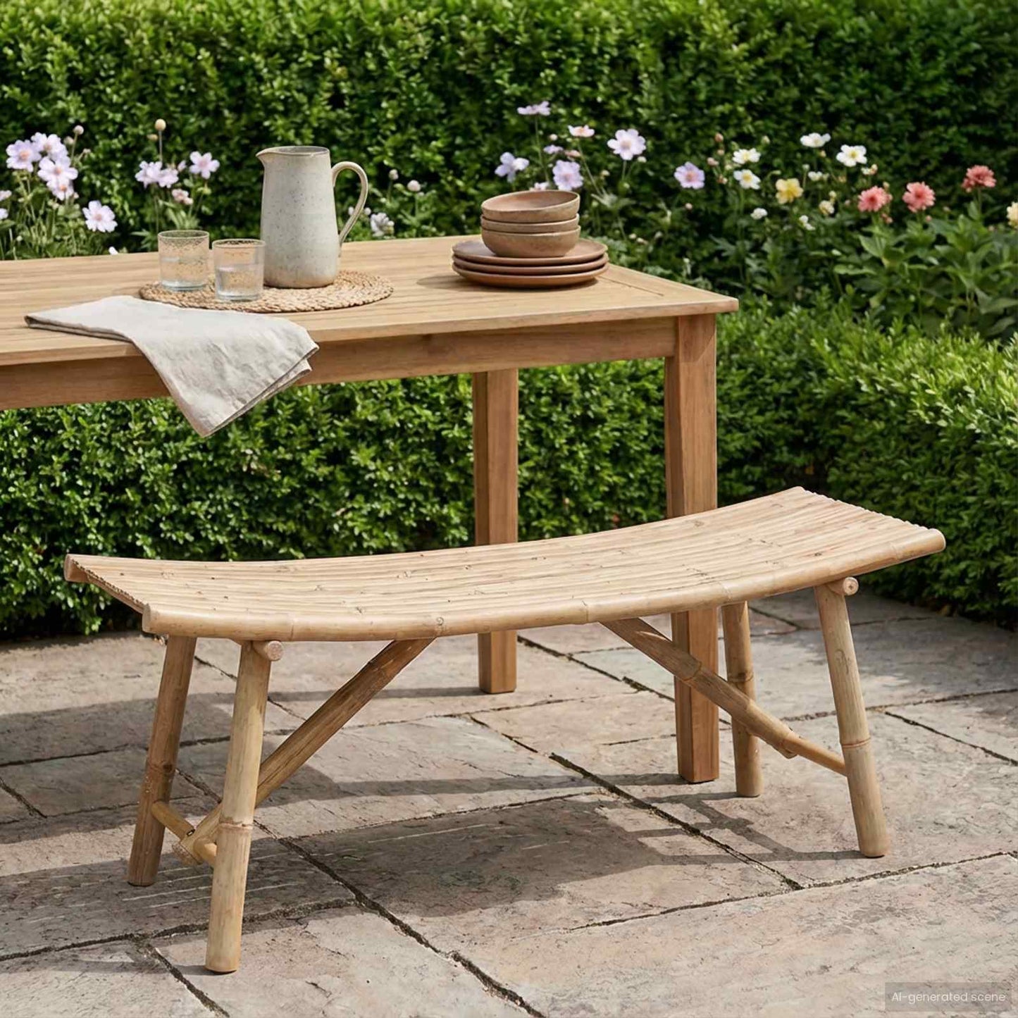Zahradní Lavice 110 X 45 X 50 Cm Bambus Přírodní Obdélníkový