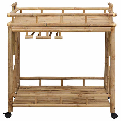 Vínový Vozík S Kolečky Přírodní 85 X 50 X 93 Cm Bambus