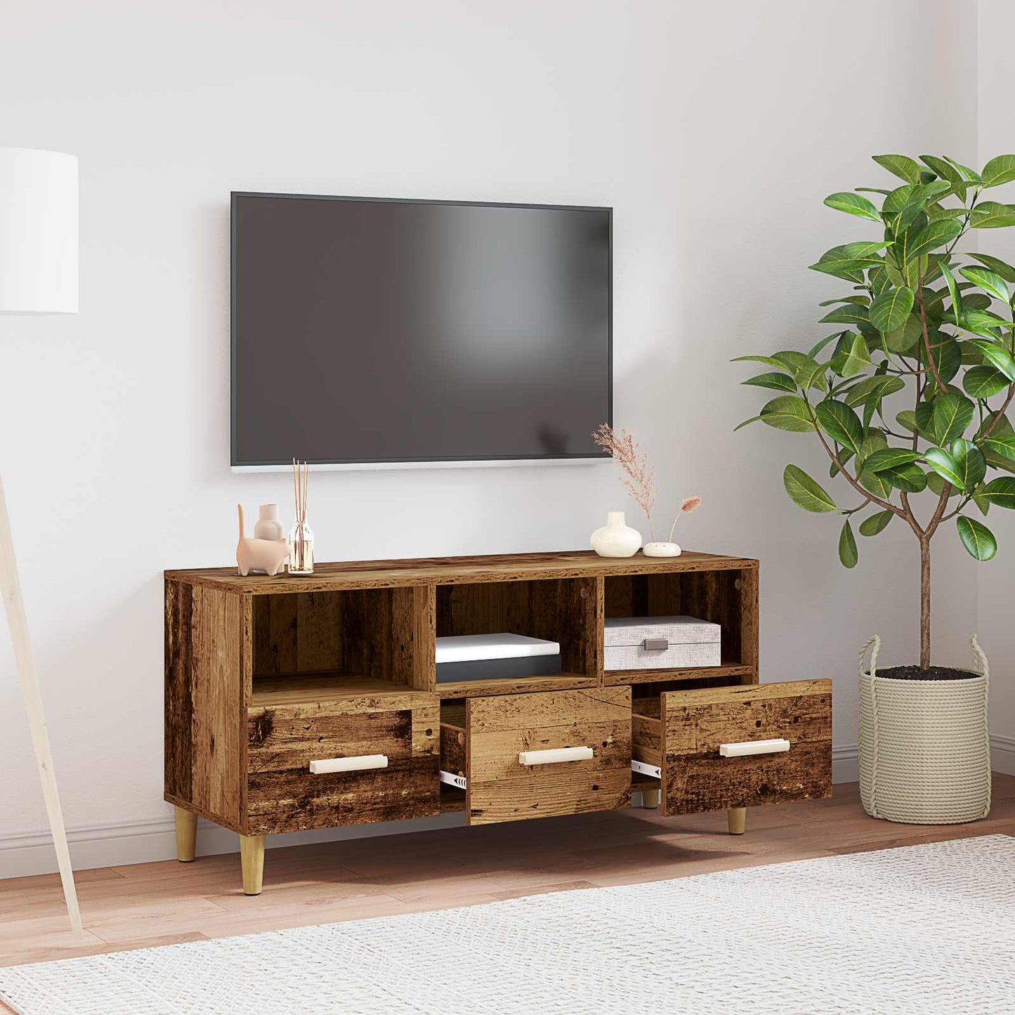 Televizní Skříň 102 X 36 X 50 Cm Staré Dřevo Kompozitní Dřevo