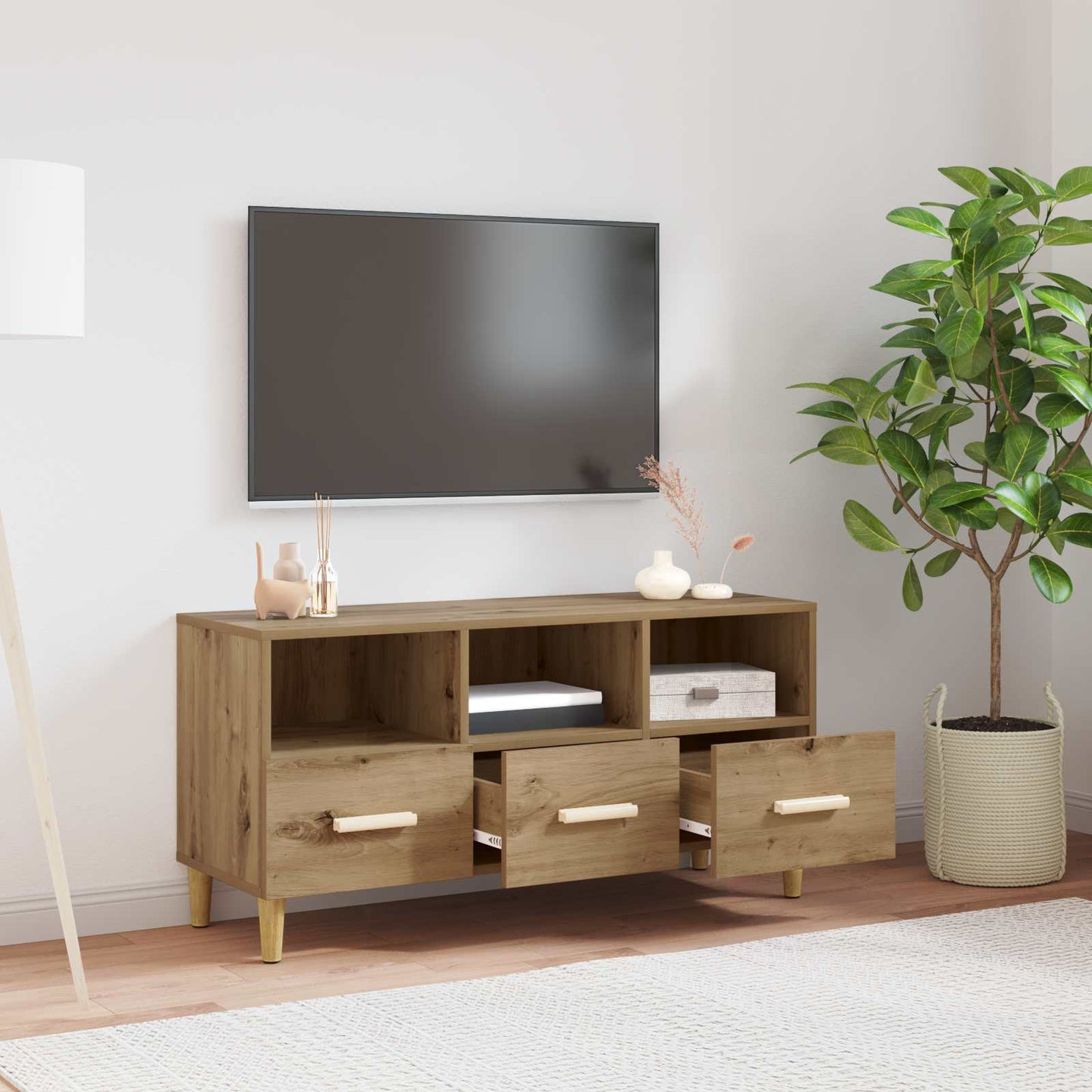 Televizní Skříň 102 X 36 X 50 Cm Umělecký Dub Kompozitní Dřevo
