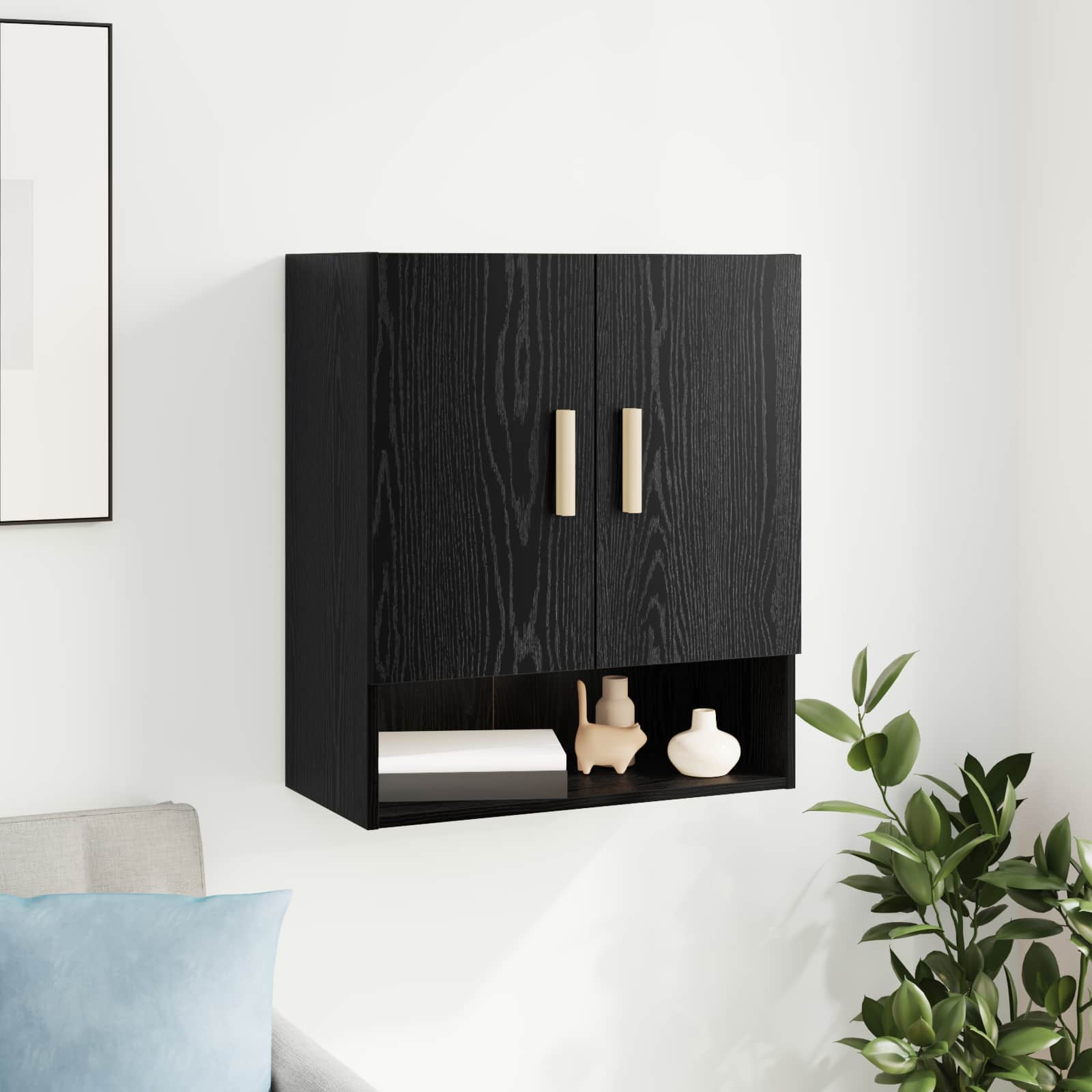 Nástěnná Skříňka 60 X 31 X 70 Cm Kompozitní Dřevo Černý Dub