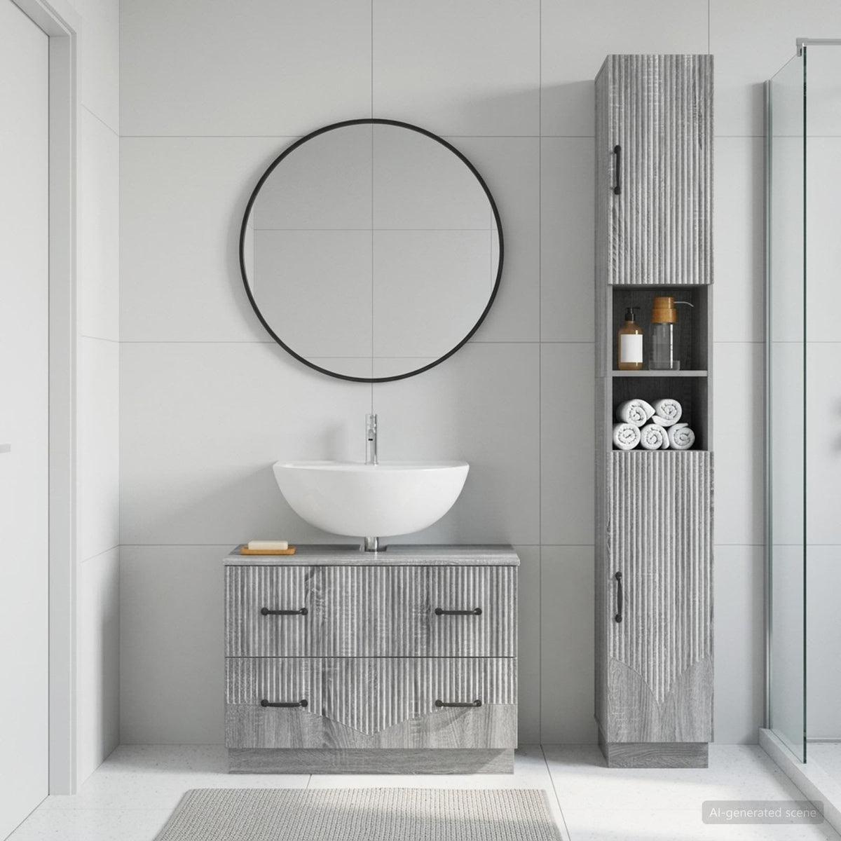 Sada Koupelnových Skříněk 2 Kusy Ede Kompozitní Dřevo