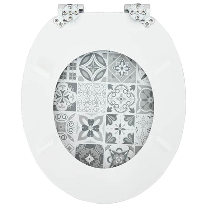 Toaletní Sedátko S Tlumeným Zavíráním Modro-Bílá Porcelán