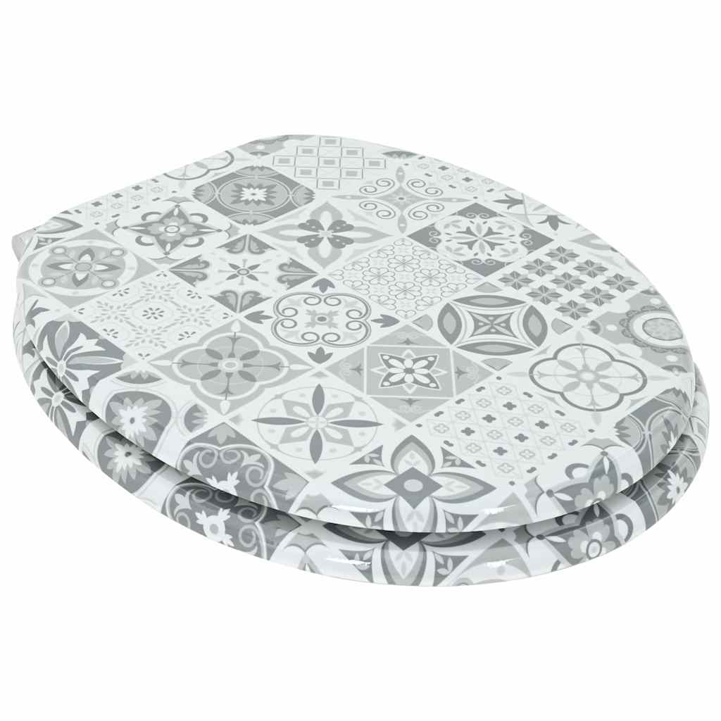 Toaletní Sedátko S Tlumeným Zavíráním Modro-Bílá Porcelán