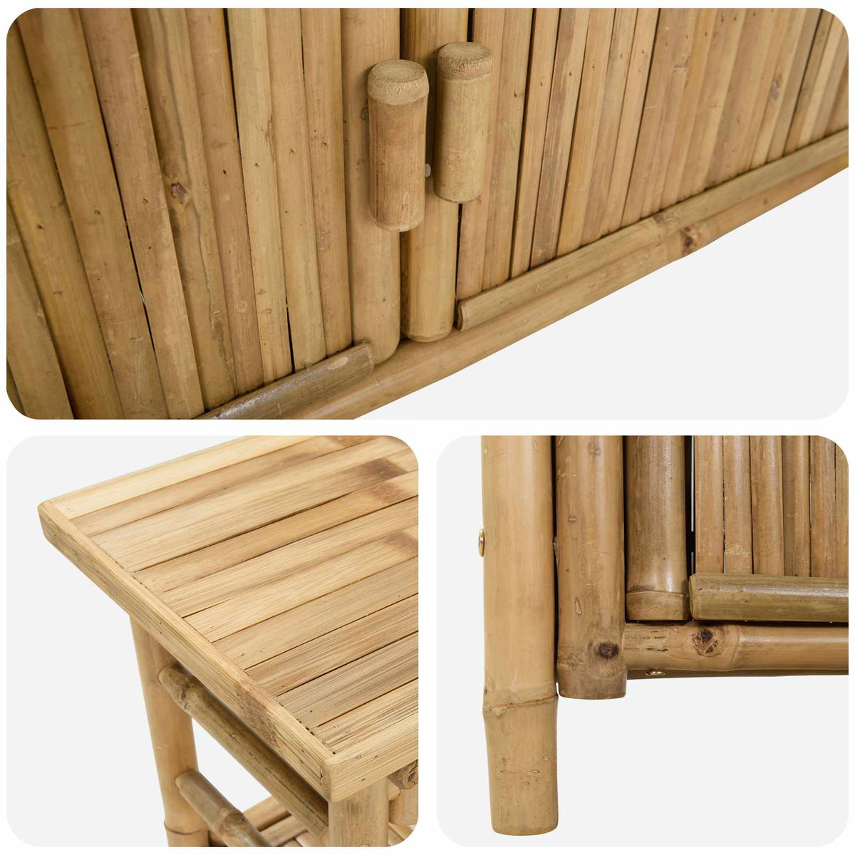 Konzolový Stolek S Policí Přírodní 80 X 35 X 75 Cm Bambus