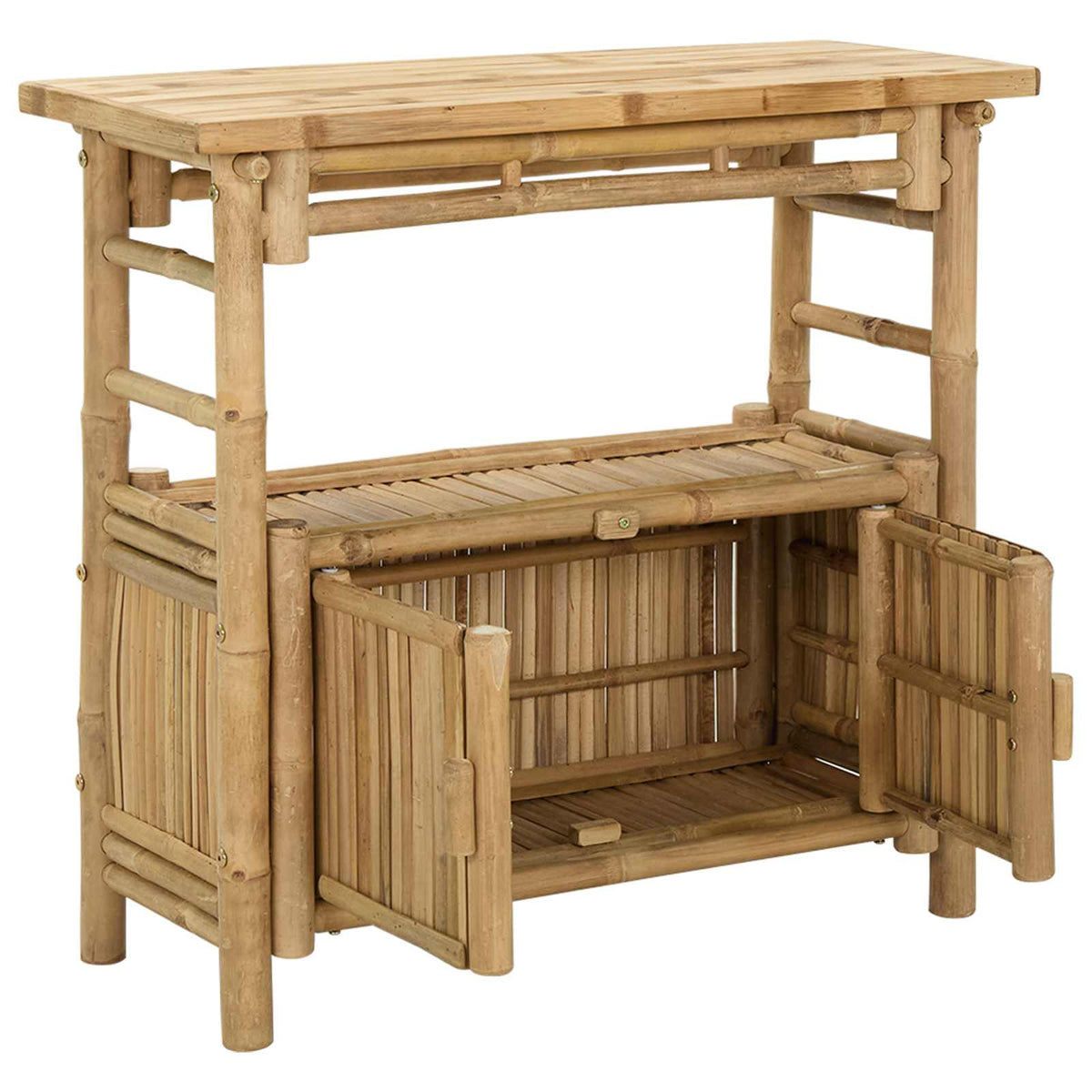 Konzolový Stolek S Policí Přírodní 80 X 35 X 75 Cm Bambus