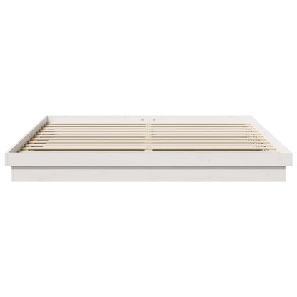 Rám Postele Bílá 200 X 200 Cm Masivní Borové Dřevo