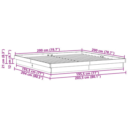 Rám Postele Bílá 200 X 200 Cm Masivní Borové Dřevo