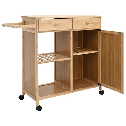 Kuchyňský Vozík S Koly Přírodní 90,5 X 36 X 86,5 Cm Bambus