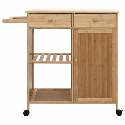 Kuchyňský Vozík S Koly Přírodní 90,5 X 36 X 86,5 Cm Bambus