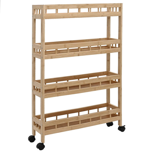 Kuchyňský Vozík S Koly Přírodní 60 X 18 X 97 Cm Bambus