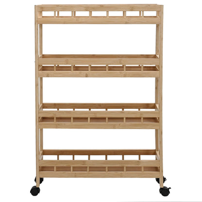 Kuchyňský Vozík S Koly Přírodní 60 X 18 X 97 Cm Bambus