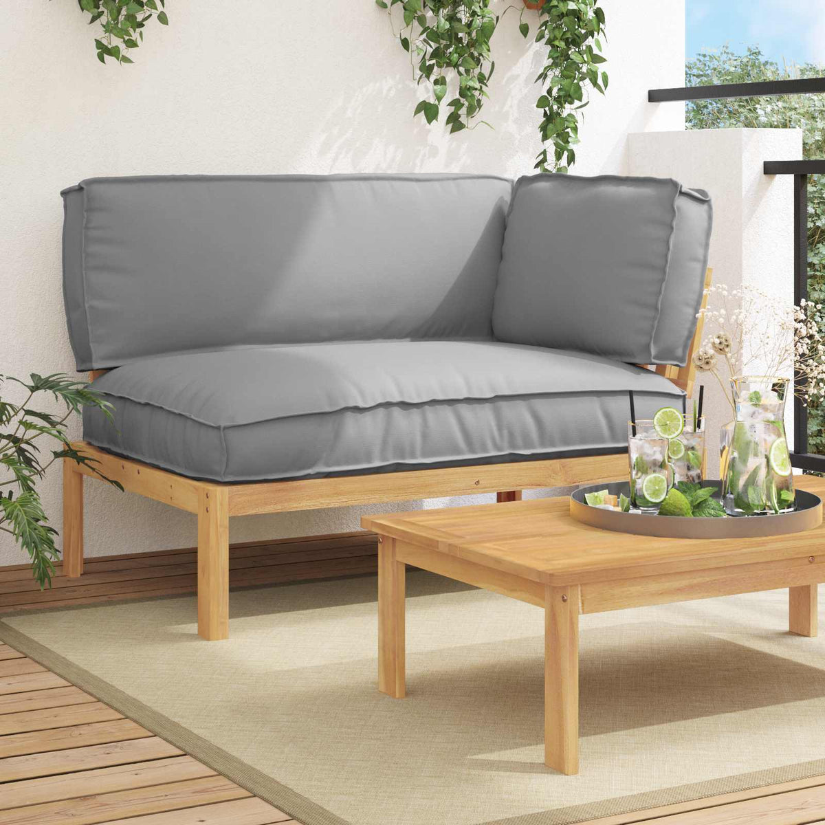 Set Pohovek Antracit 133 X 92 X 69 Cm Masivní Akátové Dřevo