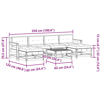 Zahradní Lounge Set 7 Ks Voskově Hnědá Masivní Borovicové Dřevo
