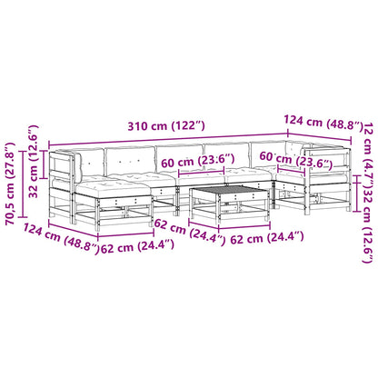 Zahradní Lounge Set 8 Ks Voskově Hnědá Masivní Borovicové Dřevo