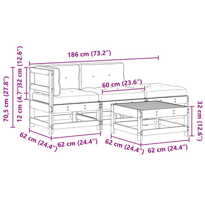 Zahradní Lounge Set 4 Ks Voskově Hnědá Masivní Borovicové Dřevo