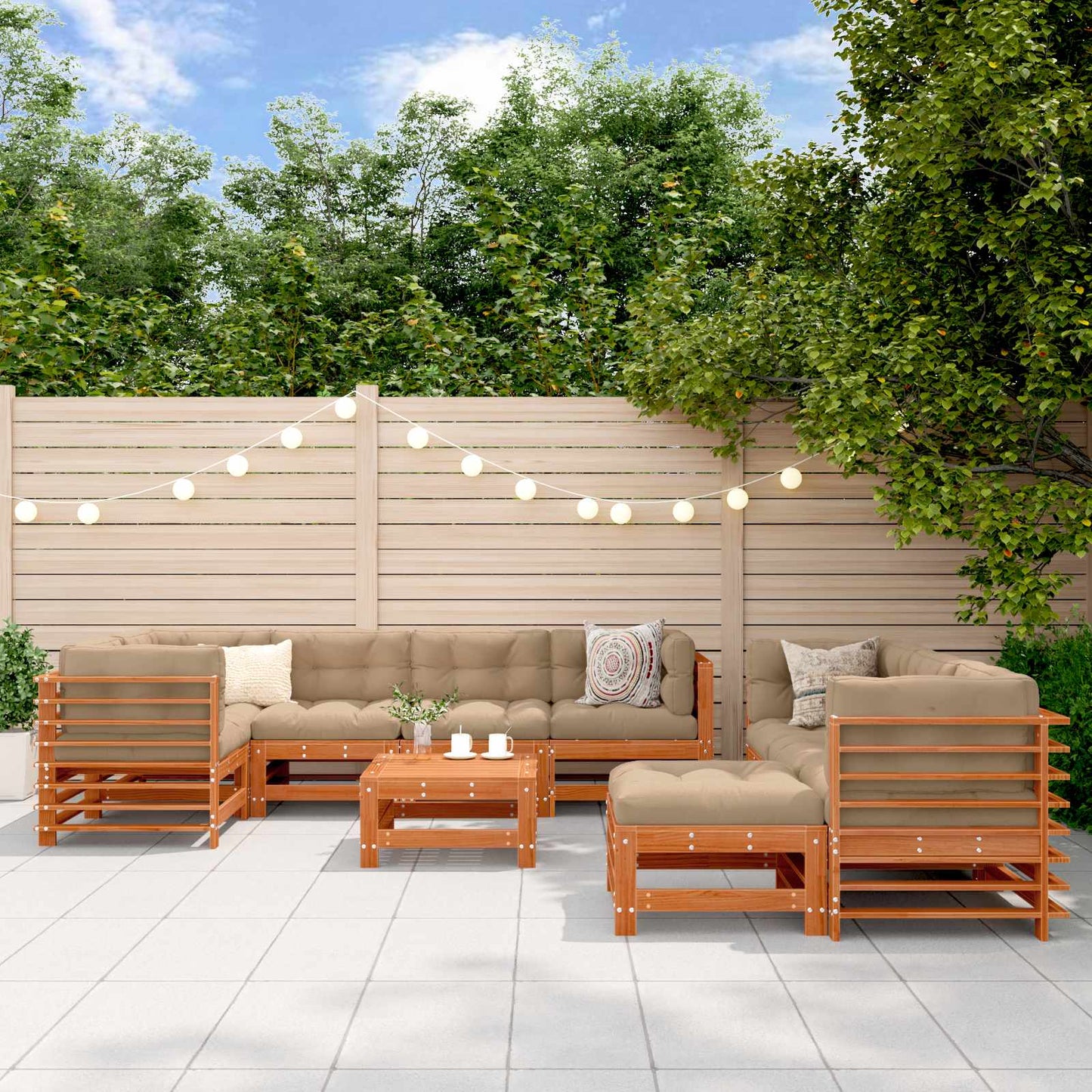 Zahradní Lounge Set 10 Ks Voskově Hnědá