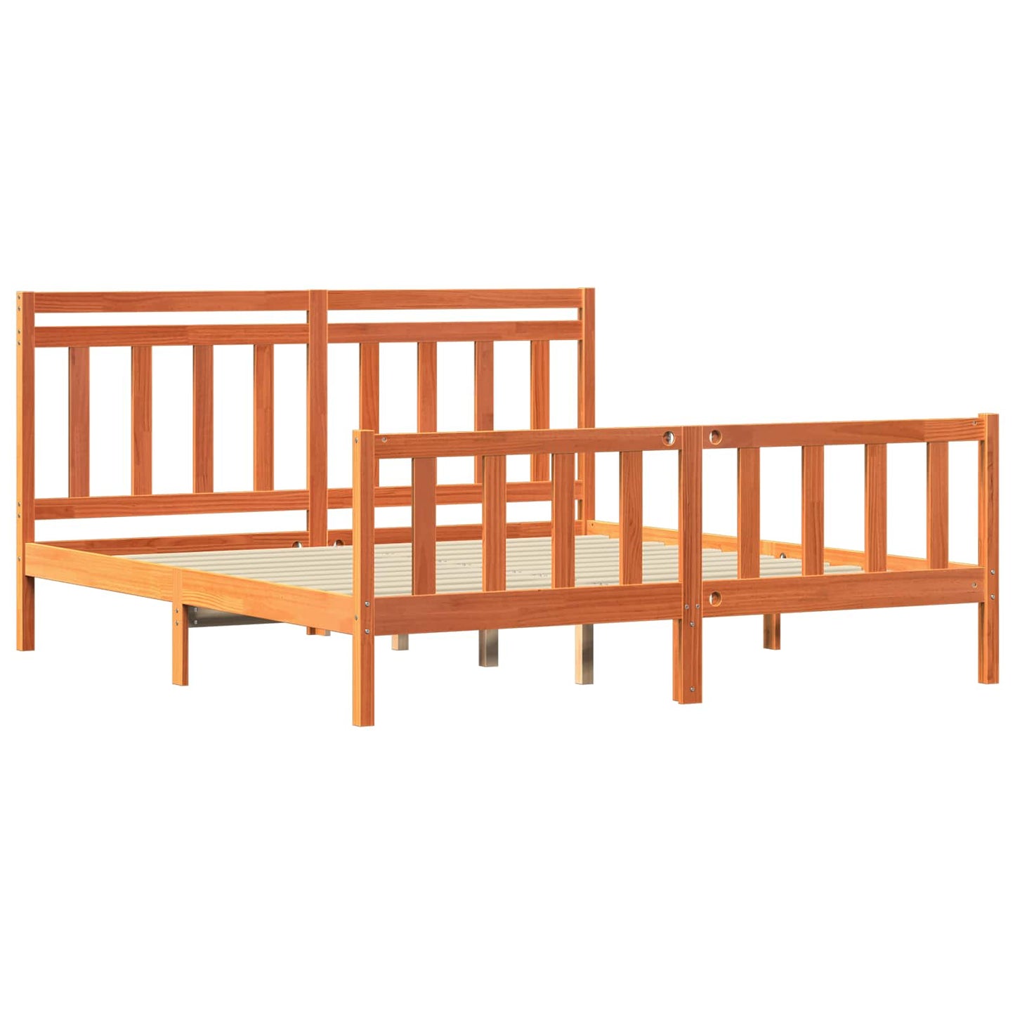 Rám Postele S Čelo 2 Pcs Voskově Hnědá 205,5 X 185,5 X 100 Cm
