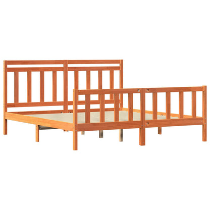 Rám Postele S Čelo 2 Pcs Voskově Hnědá 205,5 X 185,5 X 100 Cm