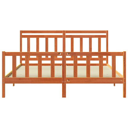 Rám Postele S Čelo 2 Pcs Voskově Hnědá 205,5 X 185,5 X 100 Cm