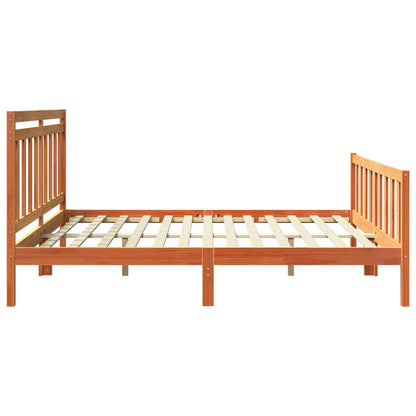 Rám Postele S Čelo 2 Pcs Voskově Hnědá 205,5 X 185,5 X 100 Cm