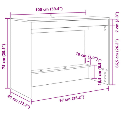 Postelový Stůl Černý Dub Kompozitní Dřevo 100 X 45 X 75 Cm
