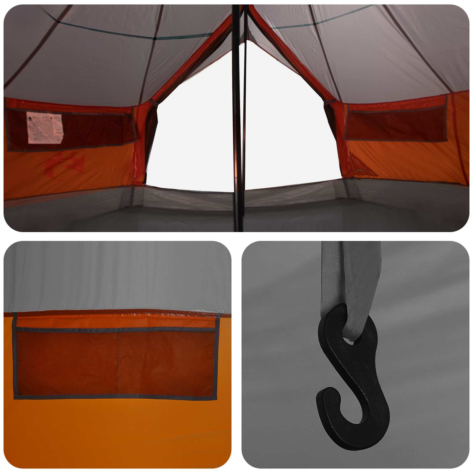 Tipi Stan Šedá A Oranžová 700 X 700 X 395 Cm Polyester A Ocel