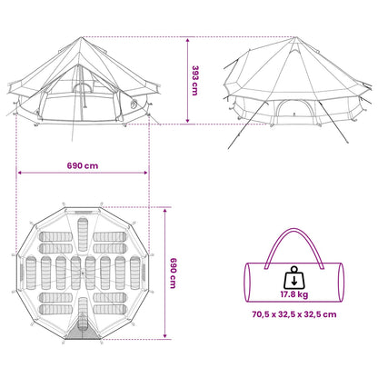 Tipi Stan Šedá A Oranžová 700 X 700 X 395 Cm Polyester A Ocel