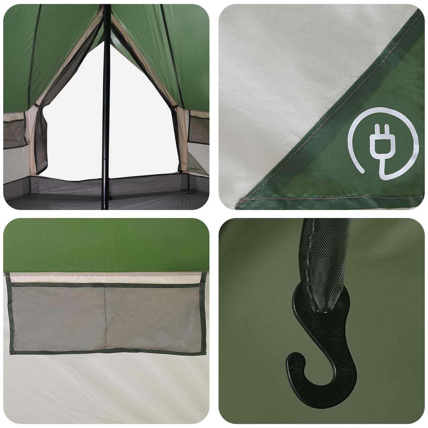 Tipi Stan Se Střechou Zelená 250 X 250 Cm Polyester A Ocel