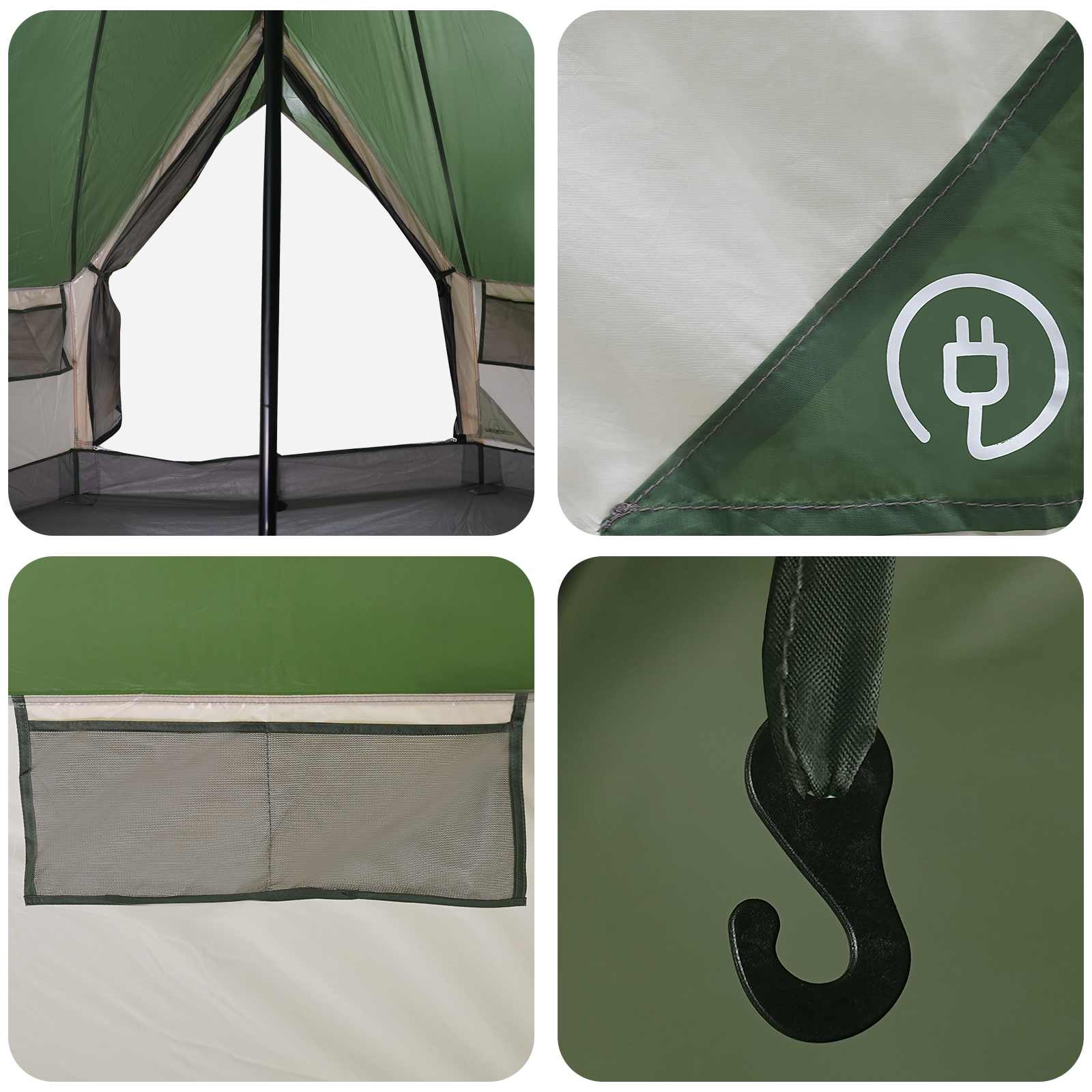 Tipi Stan Se Střechou Zelená 250 X 250 Cm Polyester A Ocel